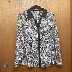 Chico's Soft Pure Cotton Animal Print Blouse with Black Accents. 2
